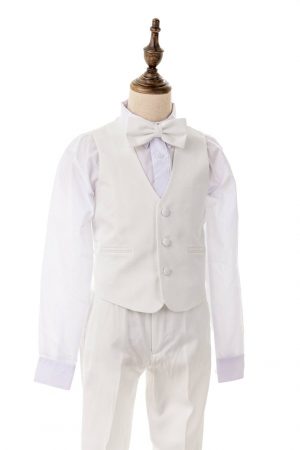 white textured sui vest for boys