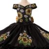 black charro with sunflowers, Charro negro de niña con girasoles