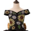 Charro negro de niña con girasoles