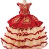 red charro dress with large champagne ruffles for girls