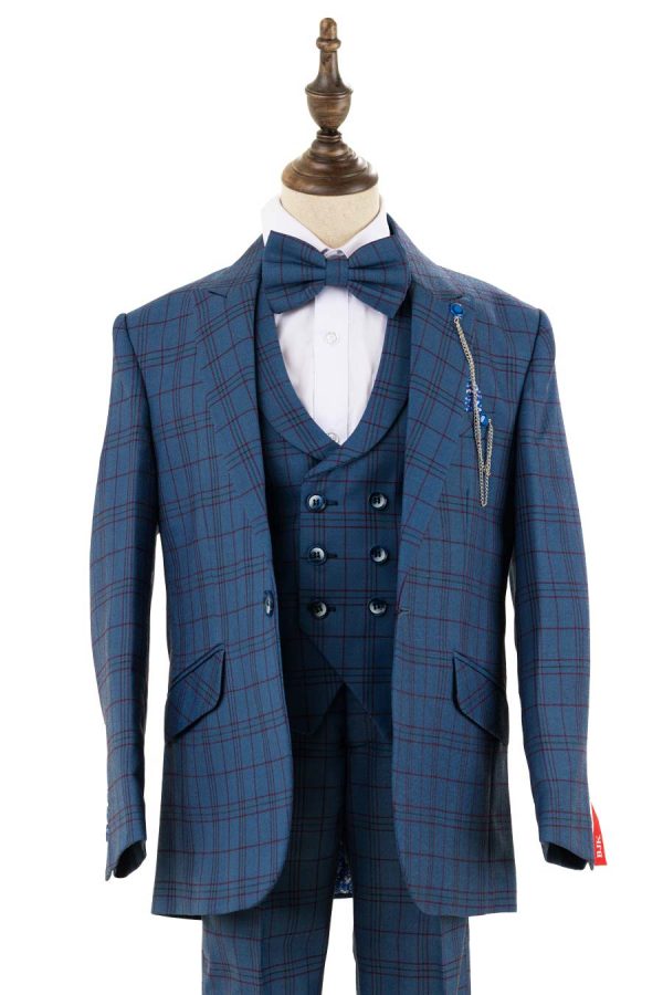 BJ2022-4 Plaid Blue Suit