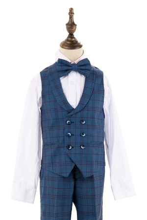 Alternative view of BJ2022-4 Plaid Blue Suit