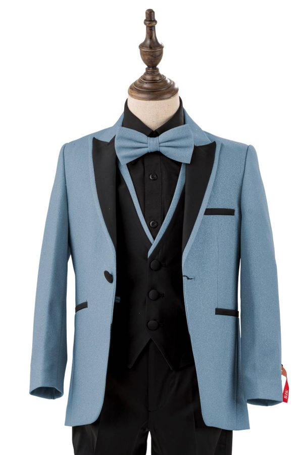 dusty blue glitter suit for boys
