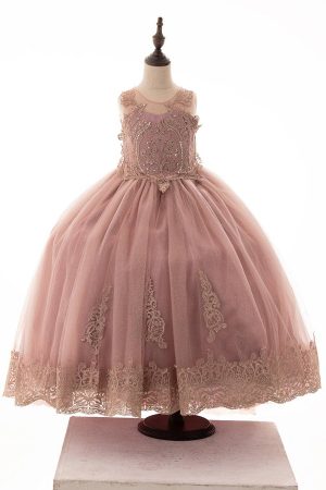 light mocha color dress with vintage gold color embroidery