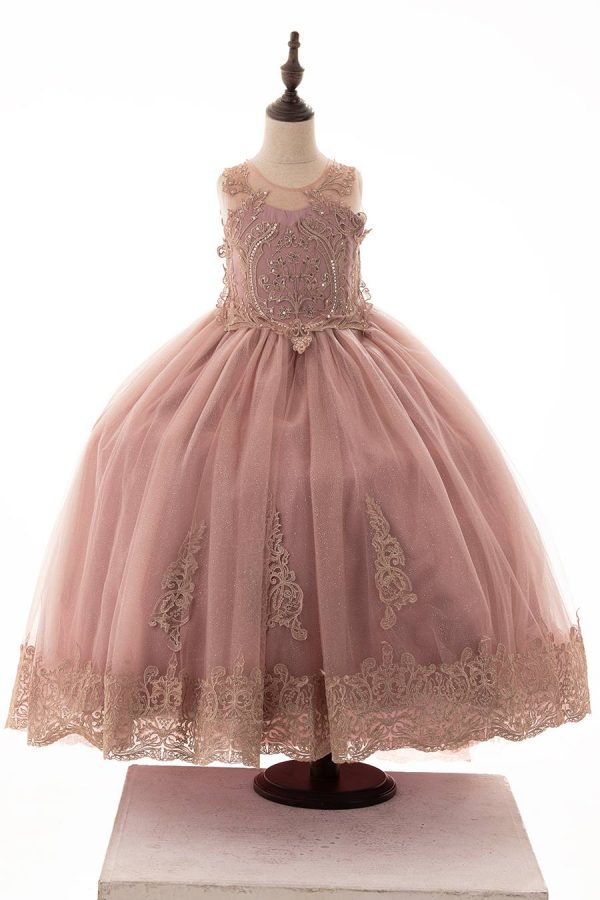 light mocha color dress with vintage gold color embroidery