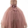 light mocha color dress with vintage gold color embroidery. Back corset