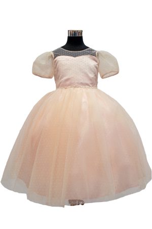 bijan kids blush polka-dot dress