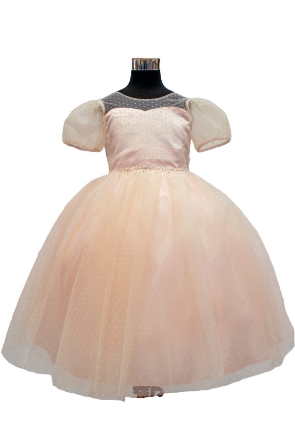 bijan kids blush polka-dot dress