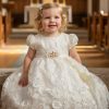 girls baptism dress in ivory