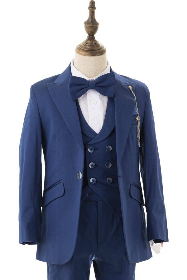 boy's blue cotton stretch suit