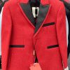 boy's red glitter tuxedo combined with black
