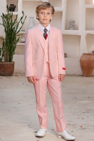 Wholesale boys blush suit set with jacket, vest, and pants – kids formal wear for weddings and special occasions