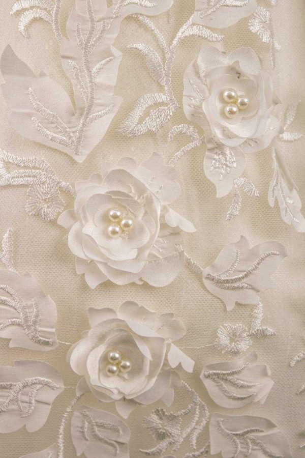 girls baptism gown fabric close up