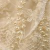 Girl's dark ivory baptism fabric texture , pearl beading