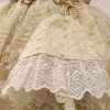 Girl's dark ivory baptism fabric texture and pearl beading