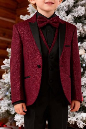 Alternative view of 2022-3SH-6 Shinny burgundy glitter suit