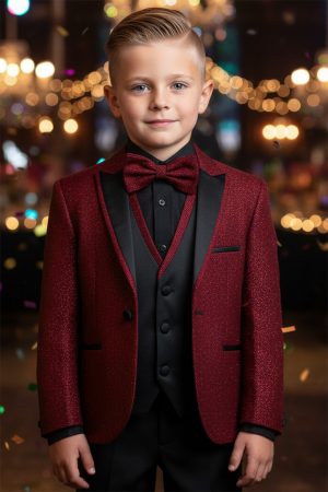 2022-3SH-6 Shinny burgundy glitter suit