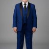 Boy's royal blue husky tuxedo with black satin lapel