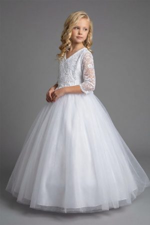 long white dress with 3/4 sleeve