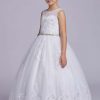 white dress for girls with white embroidery, and with a bolero jacket