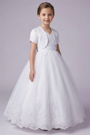 white dress for girls with a bolero jacket